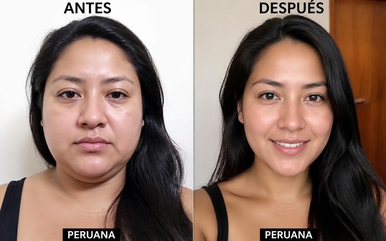 Antes y después LIV DETOX — rostro deshinchado